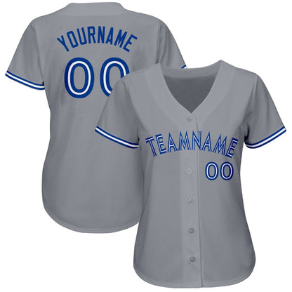 Team Jerseys Baseball, Custom Gray Royal White Baseball Jersey, Logo Baseball Jersey