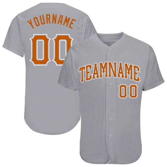 Team Jerseys Baseball, Custom Gray Texas Orange White Authentic Baseball Jersey, Logo Baseball Jersey