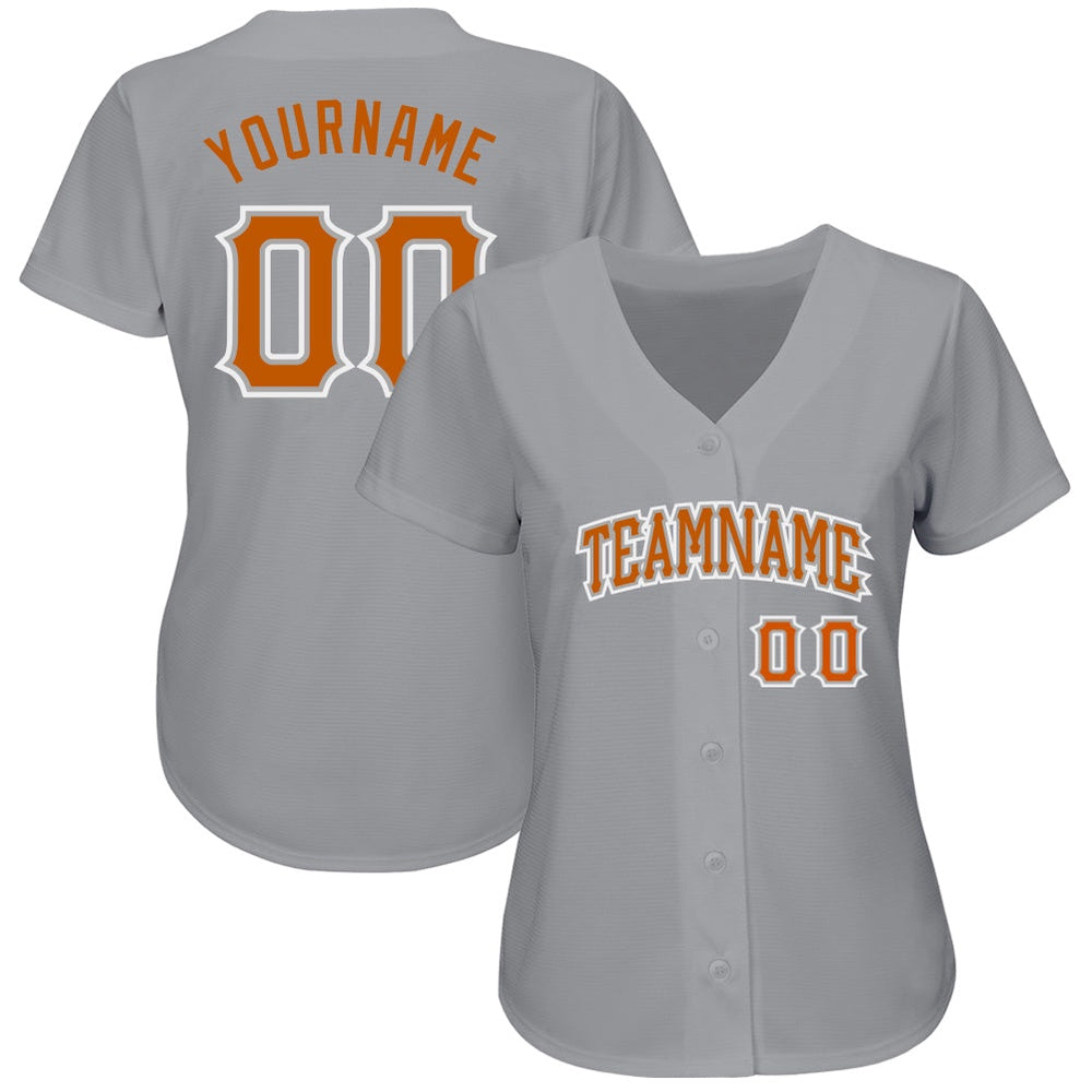 Team Jerseys Baseball, Custom Gray Texas Orange White Authentic Baseball Jersey, Logo Baseball Jersey