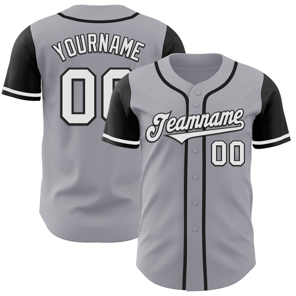 Team Jerseys Baseball, Custom Gray White Black Authentic Two Tone Baseball Jersey, Logo Baseball Jersey
