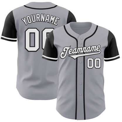 Team Jerseys Baseball, Custom Gray White Black Authentic Two Tone Baseball Jersey, Logo Baseball Jersey