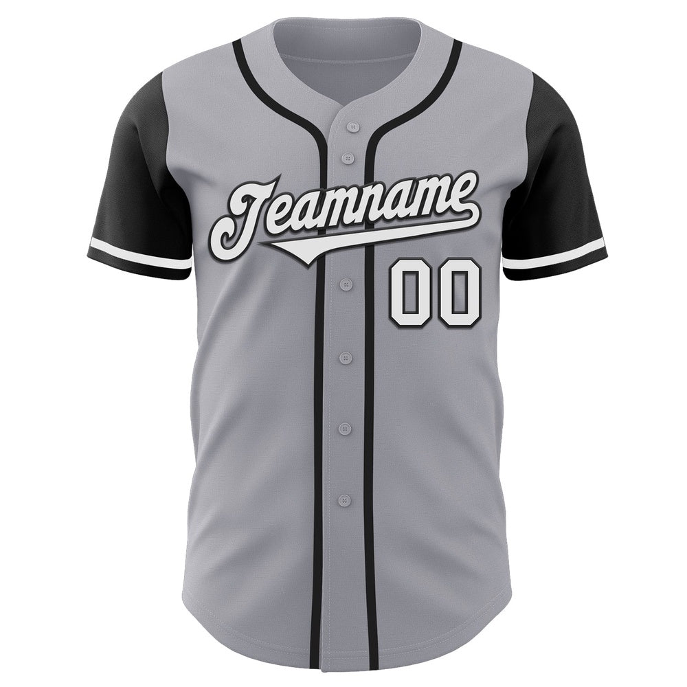 Team Jerseys Baseball, Custom Gray White Black Authentic Two Tone Baseball Jersey, Logo Baseball Jersey