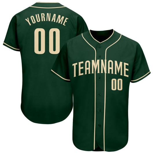 Team Jerseys Baseball, Custom Green Cream Authentic Baseball Jersey, Logo Baseball Jersey