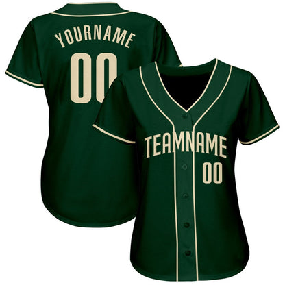 Team Jerseys Baseball, Custom Green Cream Authentic Baseball Jersey, Logo Baseball Jersey