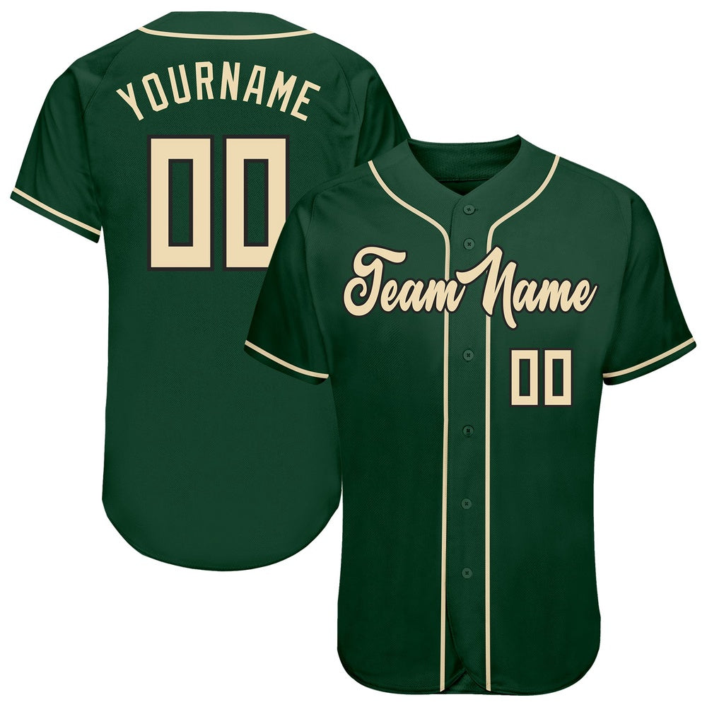 Team Jerseys Baseball, Custom Green Cream Black Authentic Baseball Jersey, Logo Baseball Jersey