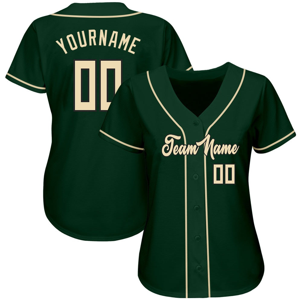 Team Jerseys Baseball, Custom Green Cream Black Authentic Baseball Jersey, Logo Baseball Jersey