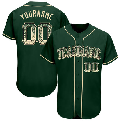 Team Jerseys Baseball, Custom Green Cream Black Authentic Drift Fashion Baseball Jersey, Logo Baseball Jersey