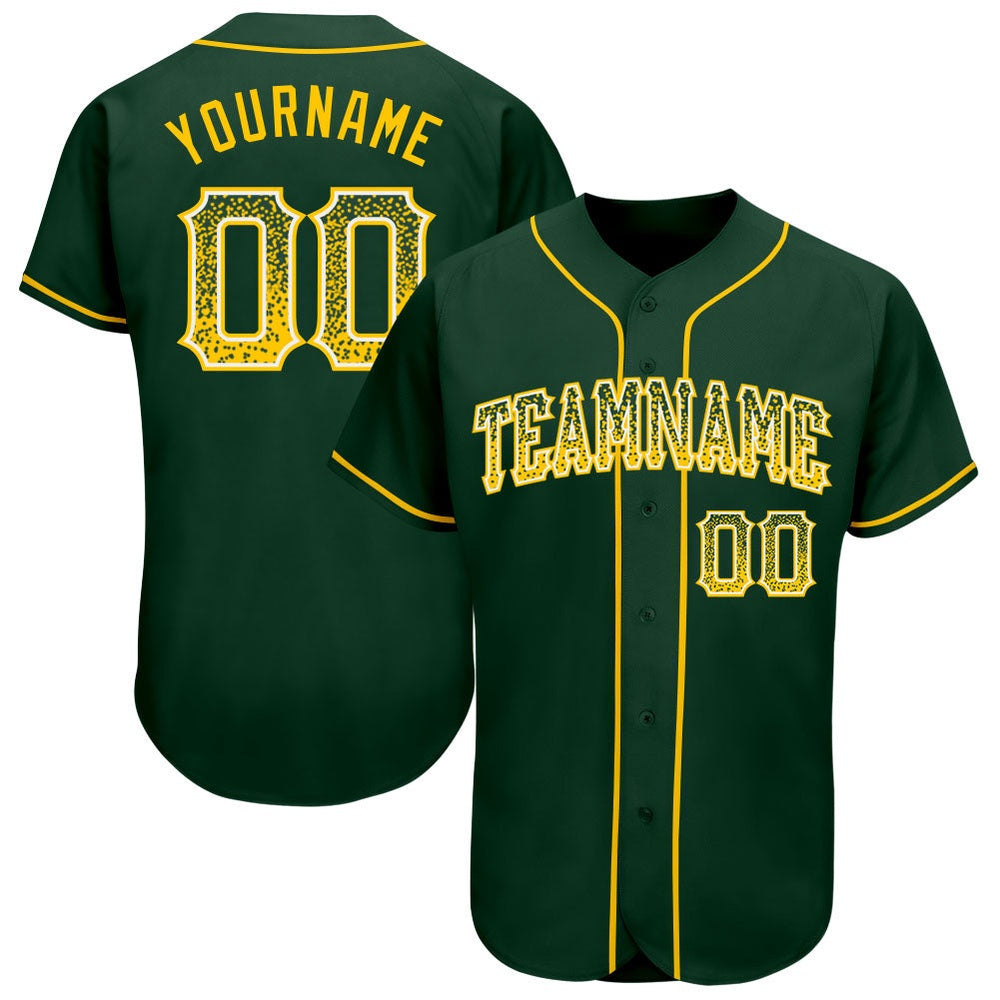 Team Jerseys Baseball, Custom Green Gold White Authentic Drift Fashion Baseball Jersey, Logo Baseball Jersey