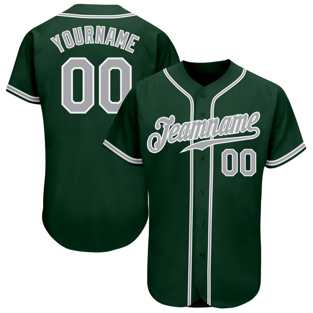 Team Jerseys Baseball, Custom Green Gray White Authentic Baseball Jersey, Logo Baseball Jersey