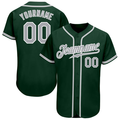Team Jerseys Baseball, Custom Green Gray White Authentic Baseball Jersey, Logo Baseball Jersey