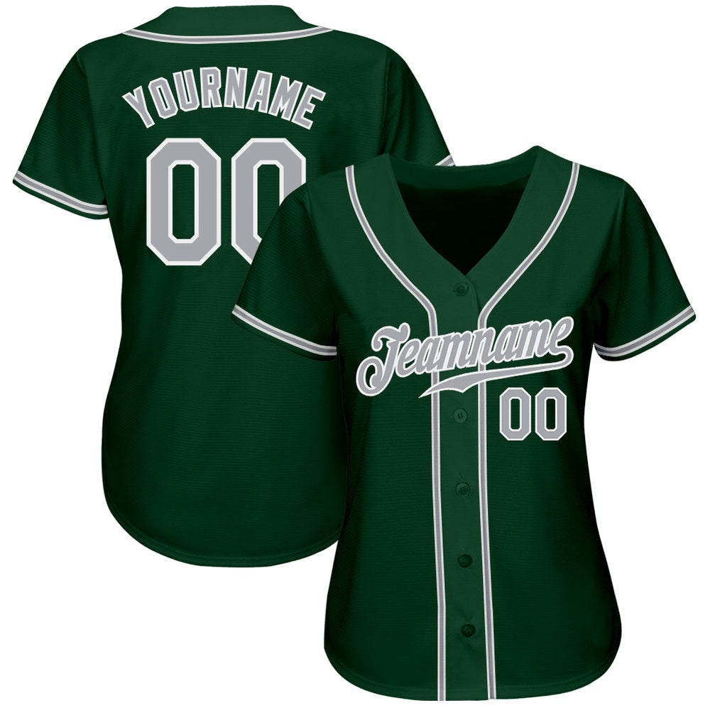 Team Jerseys Baseball, Custom Green Gray White Authentic Baseball Jersey, Logo Baseball Jersey