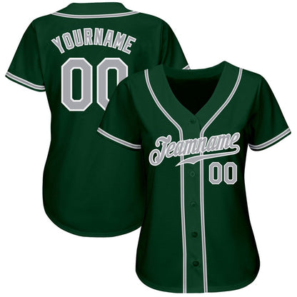 Team Jerseys Baseball, Custom Green Gray White Authentic Baseball Jersey, Logo Baseball Jersey