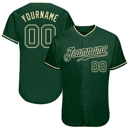Team Jerseys Baseball, Custom Green Green Cream Authentic Baseball Jersey, Logo Baseball Jersey