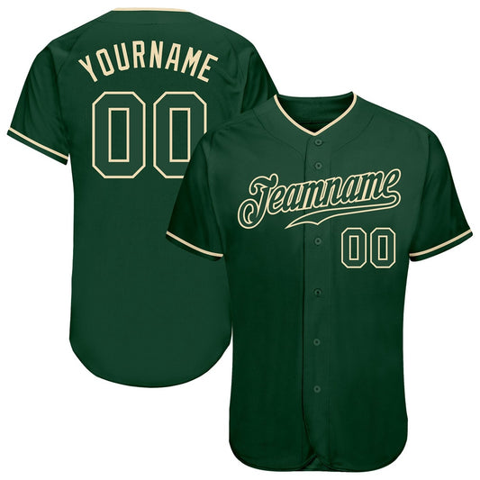Team Jerseys Baseball, Custom Green Green Cream Authentic Baseball Jersey, Logo Baseball Jersey