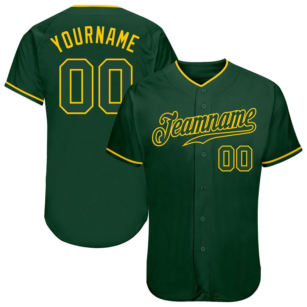 Team Jerseys Baseball, Custom Green Green Gold Authentic Baseball Jersey, Logo Baseball Jersey