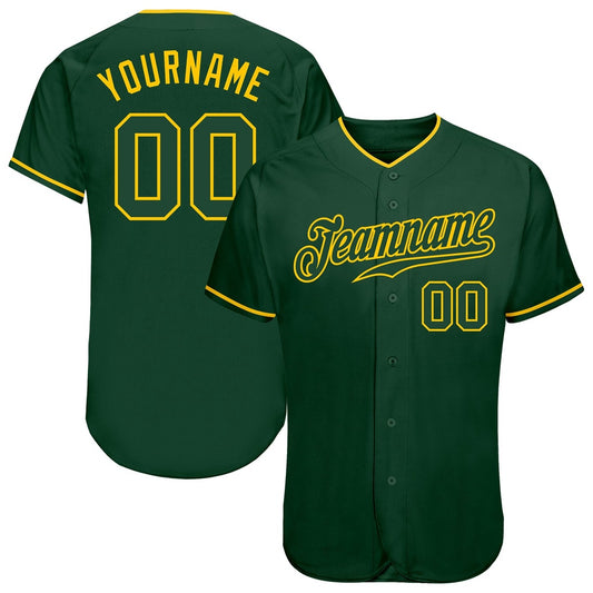 Team Jerseys Baseball, Custom Green Green Gold Authentic Baseball Jersey, Logo Baseball Jersey