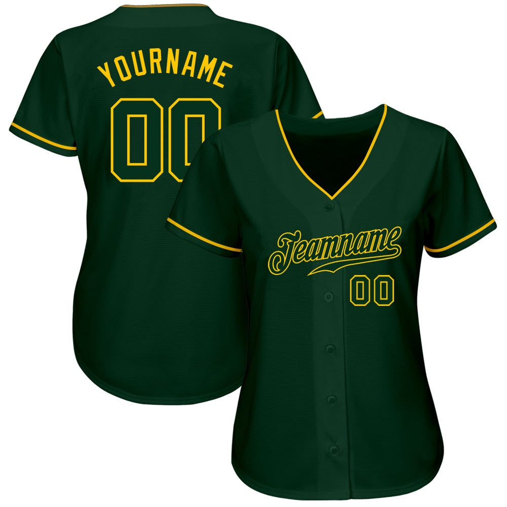 Team Jerseys Baseball, Custom Green Green Gold Authentic Baseball Jersey, Logo Baseball Jersey