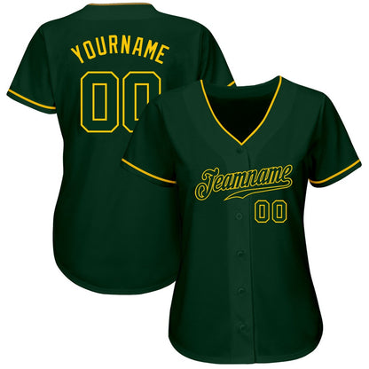 Team Jerseys Baseball, Custom Green Green Gold Authentic Baseball Jersey, Logo Baseball Jersey