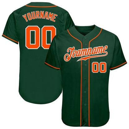 Team Jerseys Baseball, Custom Green Orange White Authentic Baseball Jersey, Logo Baseball Jersey