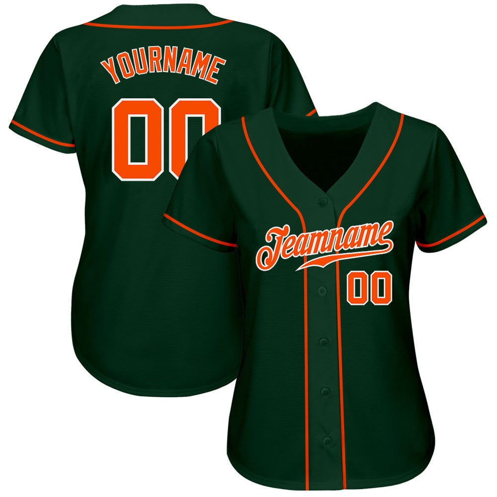 Team Jerseys Baseball, Custom Green Orange White Authentic Baseball Jersey, Logo Baseball Jersey
