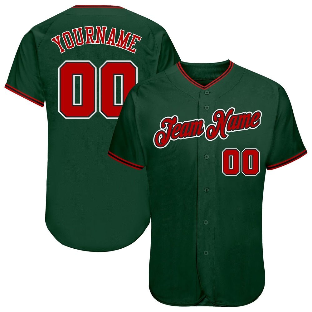 Team Jerseys Baseball, Custom Green Red Black Authentic Baseball Jersey, Logo Baseball Jersey