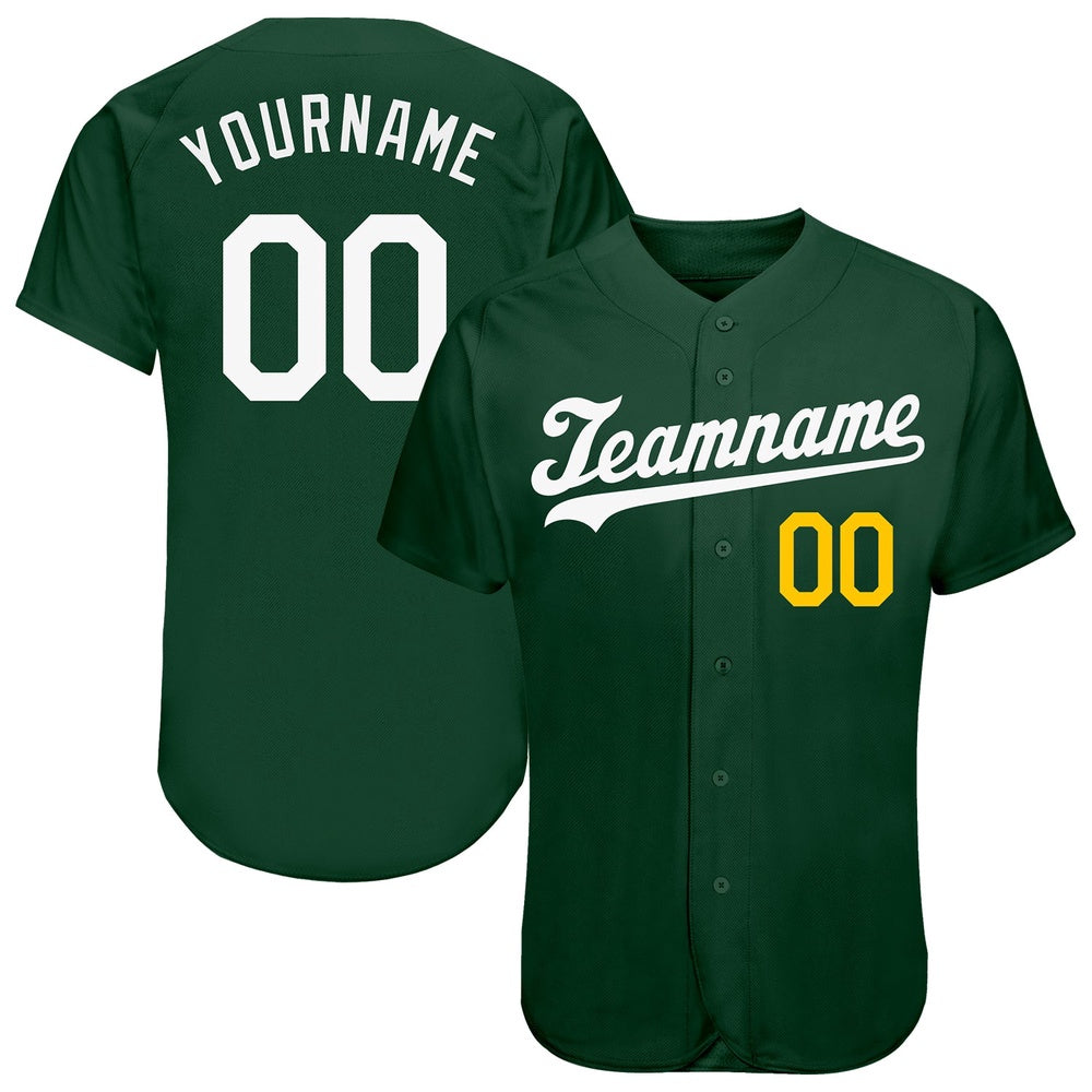 Team Jerseys Baseball, Custom Green White Gold Authentic Baseball Jersey, Logo Baseball Jersey