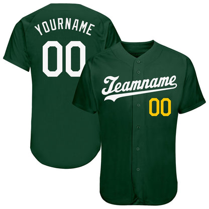 Team Jerseys Baseball, Custom Green White Gold Authentic Baseball Jersey, Logo Baseball Jersey