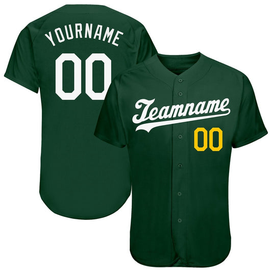 Team Jerseys Baseball, Custom Green White Gold Authentic Baseball Jersey, Logo Baseball Jersey