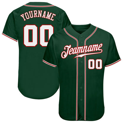 Team Jerseys Baseball, Custom Green White Red Authentic Baseball Jersey, Logo Baseball Jersey