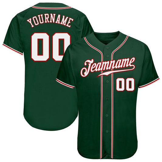 Team Jerseys Baseball, Custom Green White Red Authentic Baseball Jersey, Logo Baseball Jersey