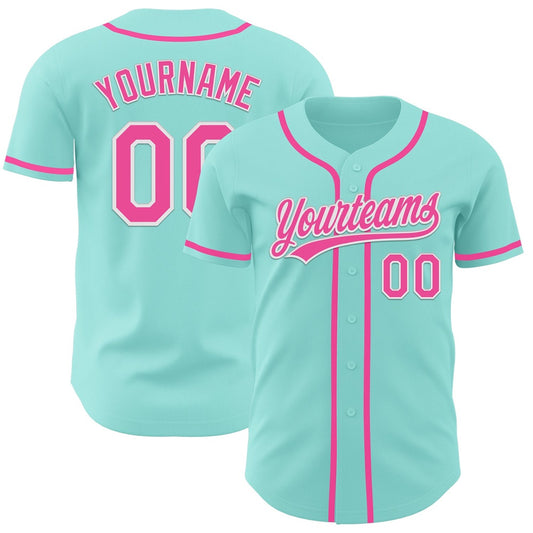 Team Jerseys Baseball, Custom Ice Blue Pink White Authentic Baseball Jersey, Logo Baseball Jersey