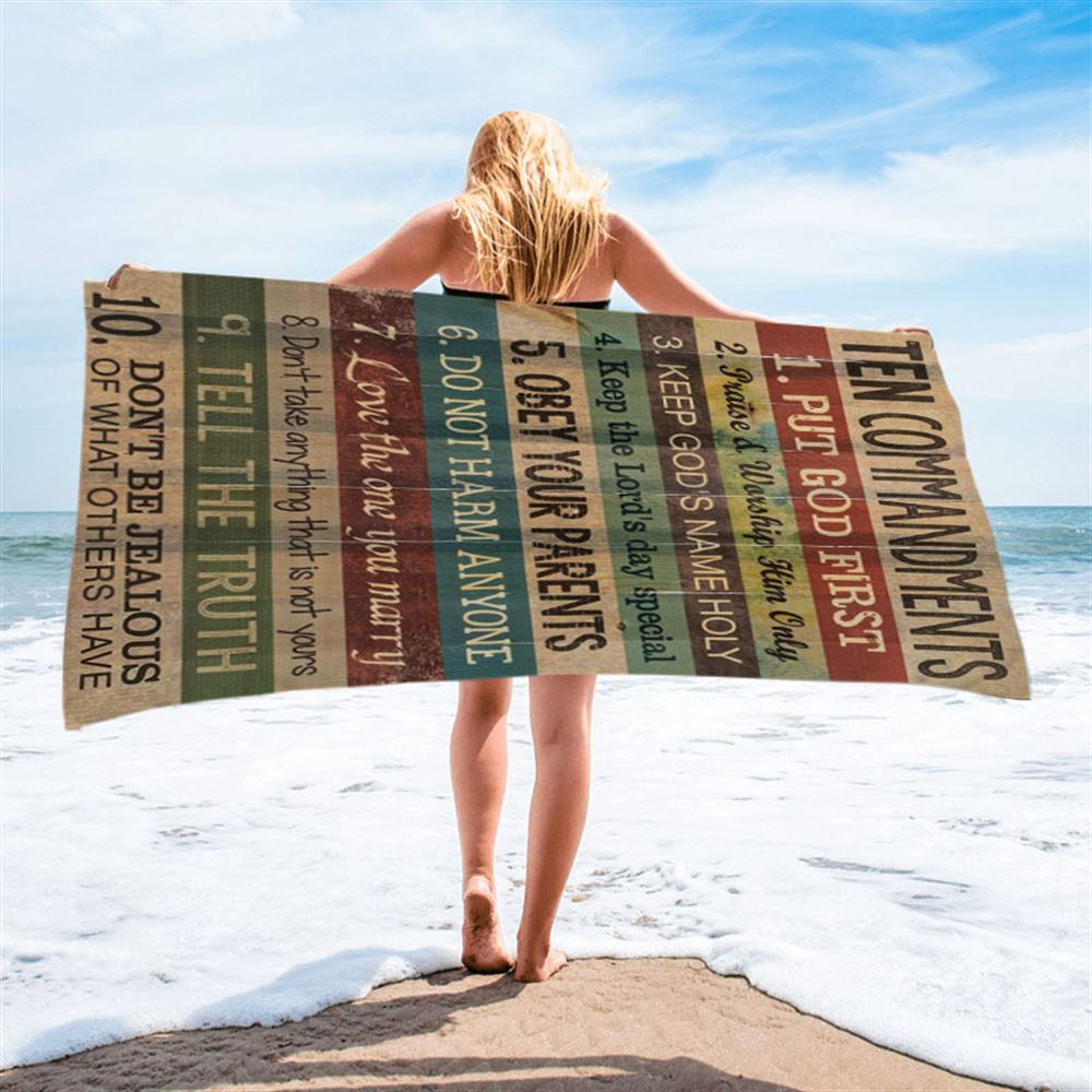Ten Commandments Beach Towel - Christian Beach Towel Decor