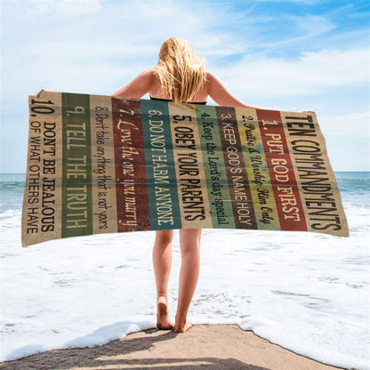 Ten Commandments Beach Towel - Christian Beach Towel Decor