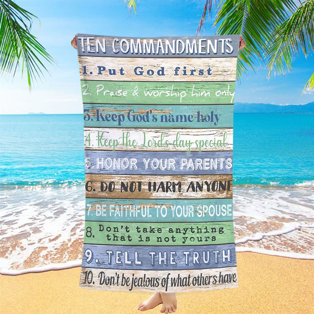 Ten Commandments Beach Towel 1 - Christian Beach Towel Decor