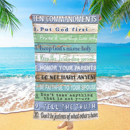 Ten Commandments Beach Towel 1 - Christian Beach Towel Decor