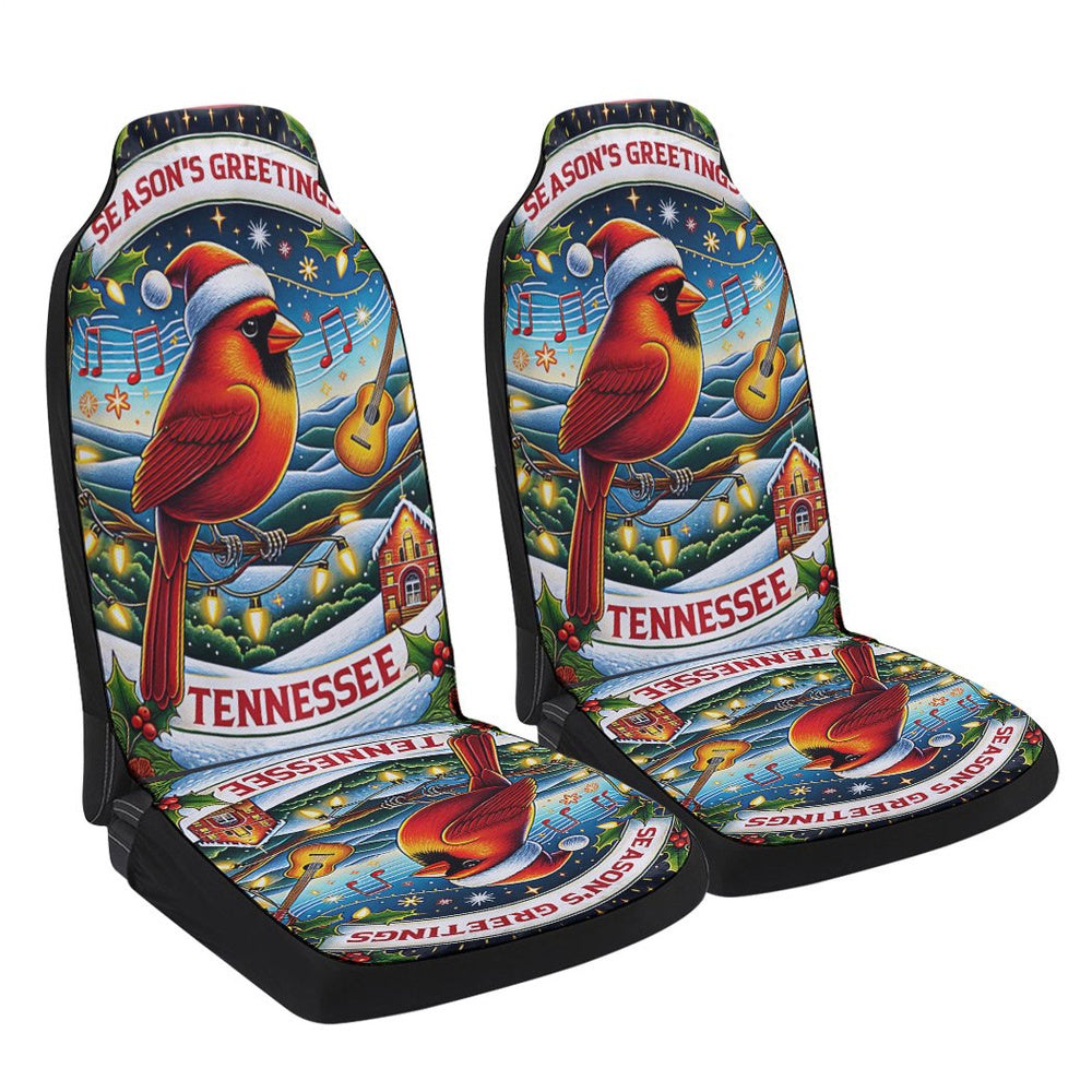 Tennessee Christmas Cardinal Season Greetings Merry Christmas Cars Seat Cover, Christmas Car Seat Covers, Car Decor Gift