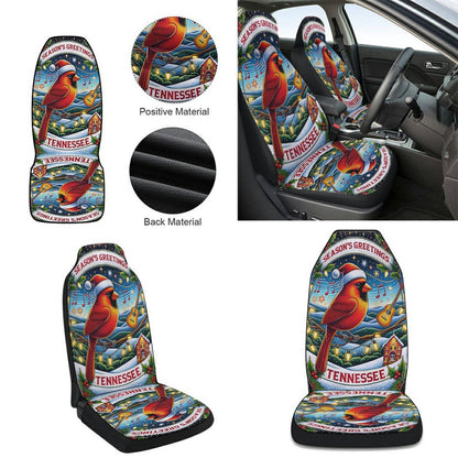 Tennessee Christmas Cardinal Season Greetings Merry Christmas Cars Seat Cover, Christmas Car Seat Covers, Car Decor Gift