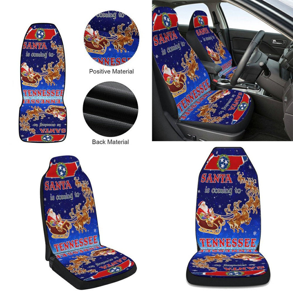 Tennessee Christmas Santa Is Coming To Tennessee Cars Seat Cover, Christmas Car Seat Covers, Car Decor Gift