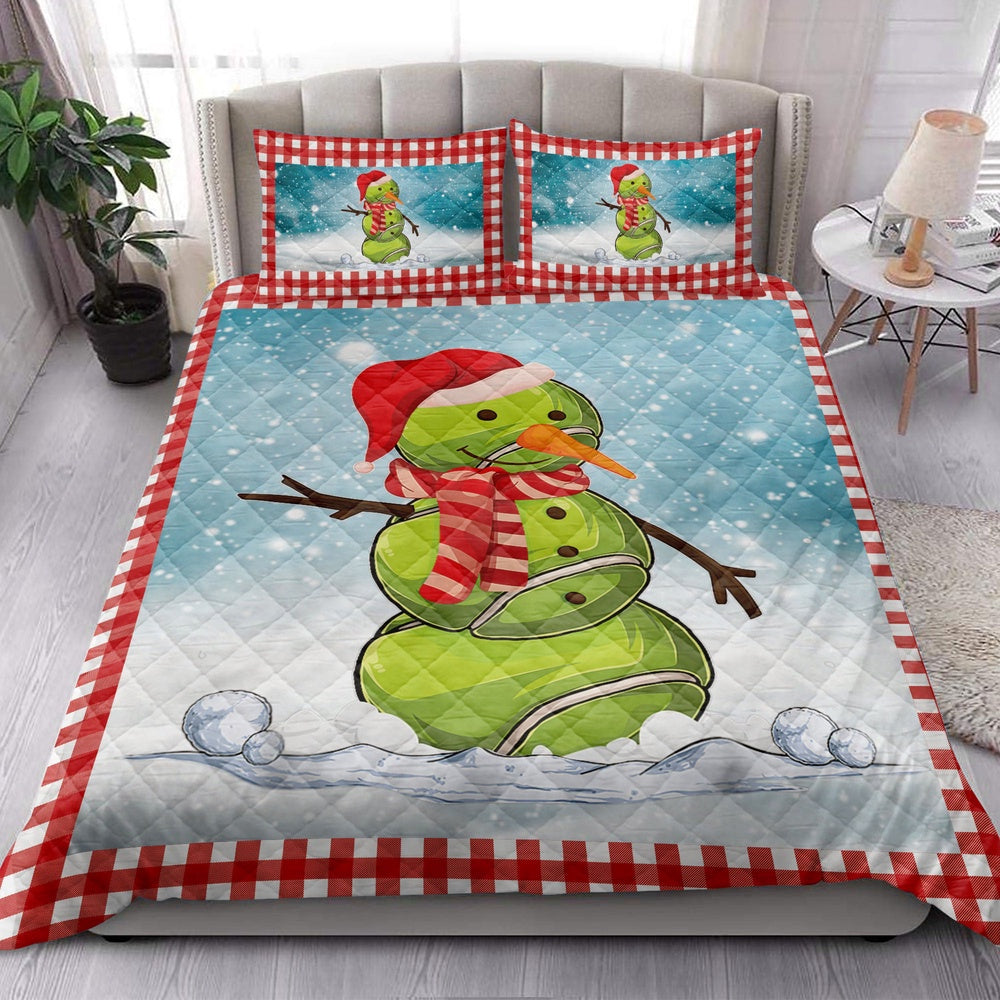 Tennis Quilt Set, Funnymas Tennis Balls Santa Snowman Quilt Blanket