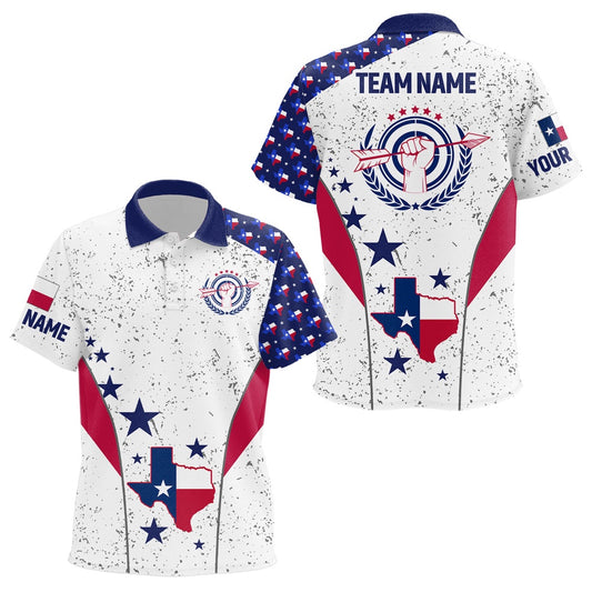 Texas Archery Grunge Style Personalized Polo Shirts, Custom Texas Flag Shirts For Players, Archery Team Shirts, Custom Archery Shirts