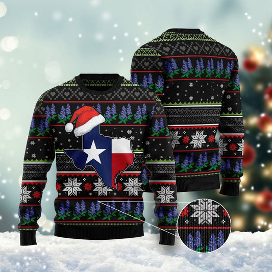 Texas Bluebonnet Ugly Christmas Sweater, Funny Xmas Sweater, Sweater Xmas