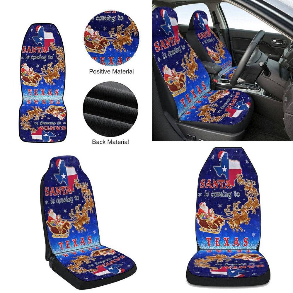 Texas Christmas Santa Is Coming To Texas Cars Seat Cover, Christmas Car Seat Covers, Car Decor Gift