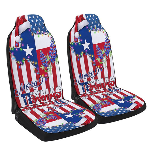 Texas Christmas State Merry Texmas Bluebonnet American flag Cars Seat Cover, Christmas Car Seat Covers, Car Decor Gift