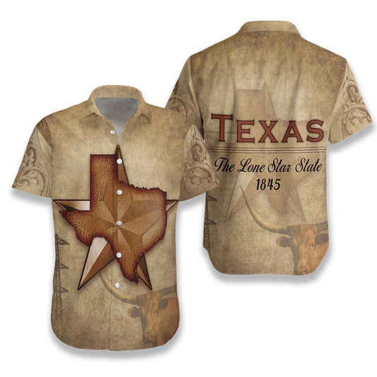 Texas Hawaiian Shirt, 1845 The Lone Star State Texas Hawaiian Shirt, Summer Beach Shirt