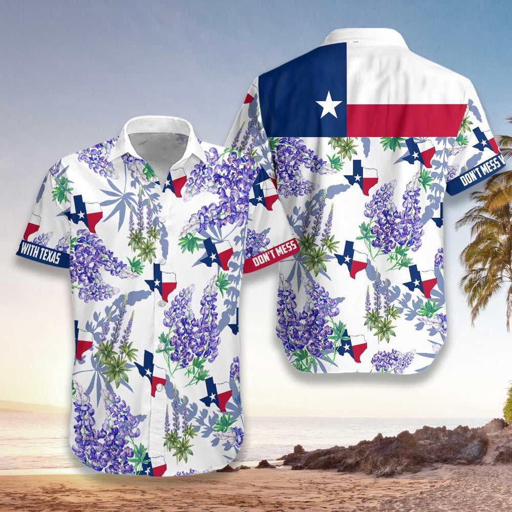 Texas Hawaiian Shirt, Bluebonnet Texas Hawaiian Shirt Purple Version, Summer Beach Shirt