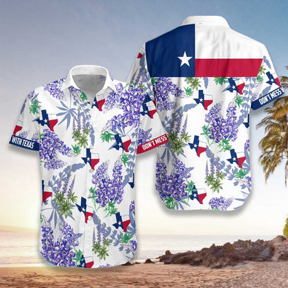 Texas Hawaiian Shirt, Bluebonnet Texas Hawaiian Shirt Purple Version, Summer Beach Shirt