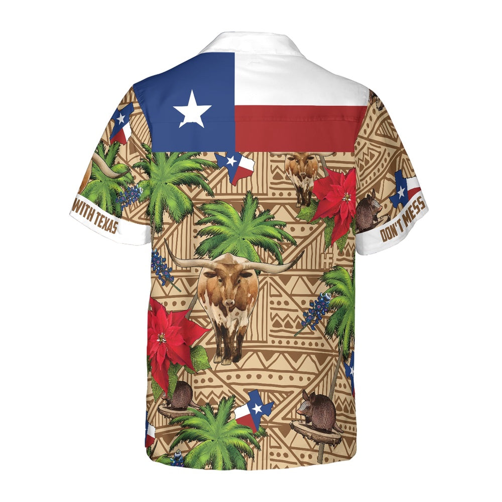 Texas Hawaiian Shirt, Brown Tribal Pattern Texas Hawaiian Shirts, Summer Beach Shirt