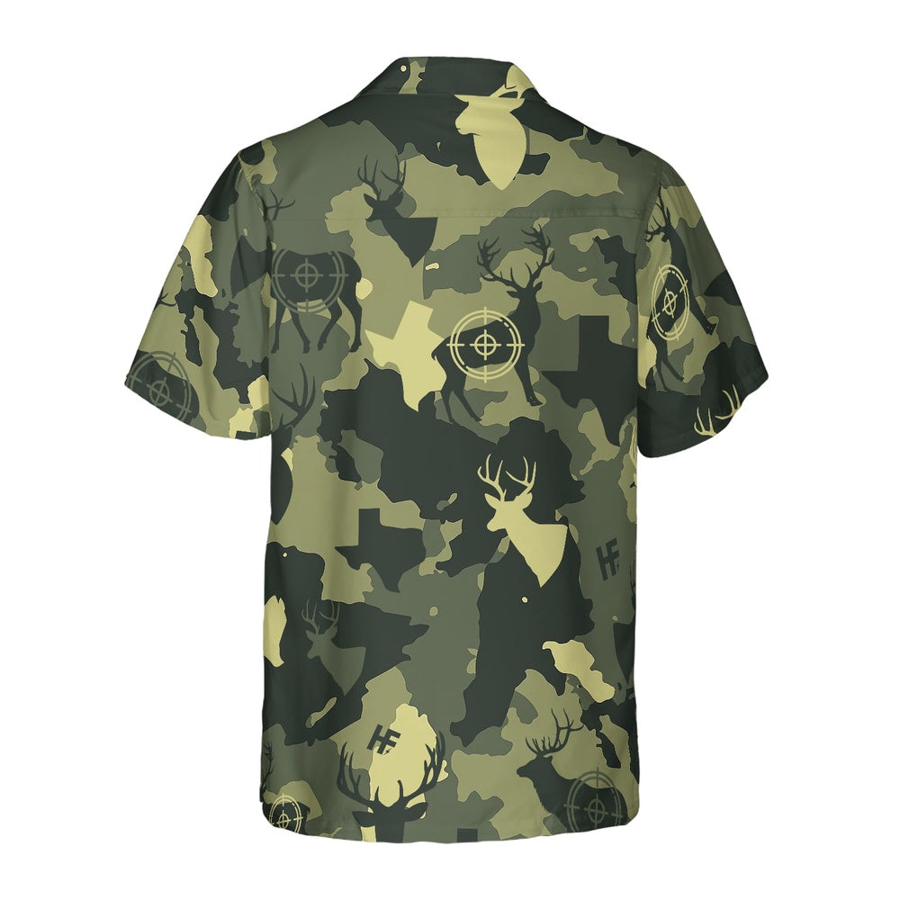 Texas Hawaiian Shirt, Camouflage Deer Texas Gun Hunting Hawaiian Shirt, Summer Beach Shirt