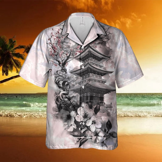 Texas Hawaiian Shirt, Cherry Blossoms In The Sky And Clouds In Japan Hawaiian Shirt, Summer Beach Shirt