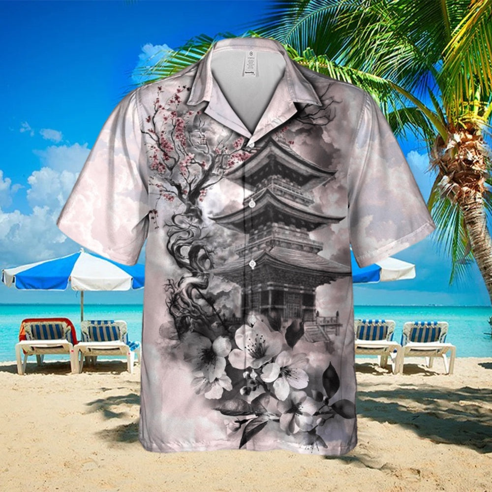 Texas Hawaiian Shirt, Cherry Blossoms In The Sky And Clouds In Japan Hawaiian Shirt, Summer Beach Shirt